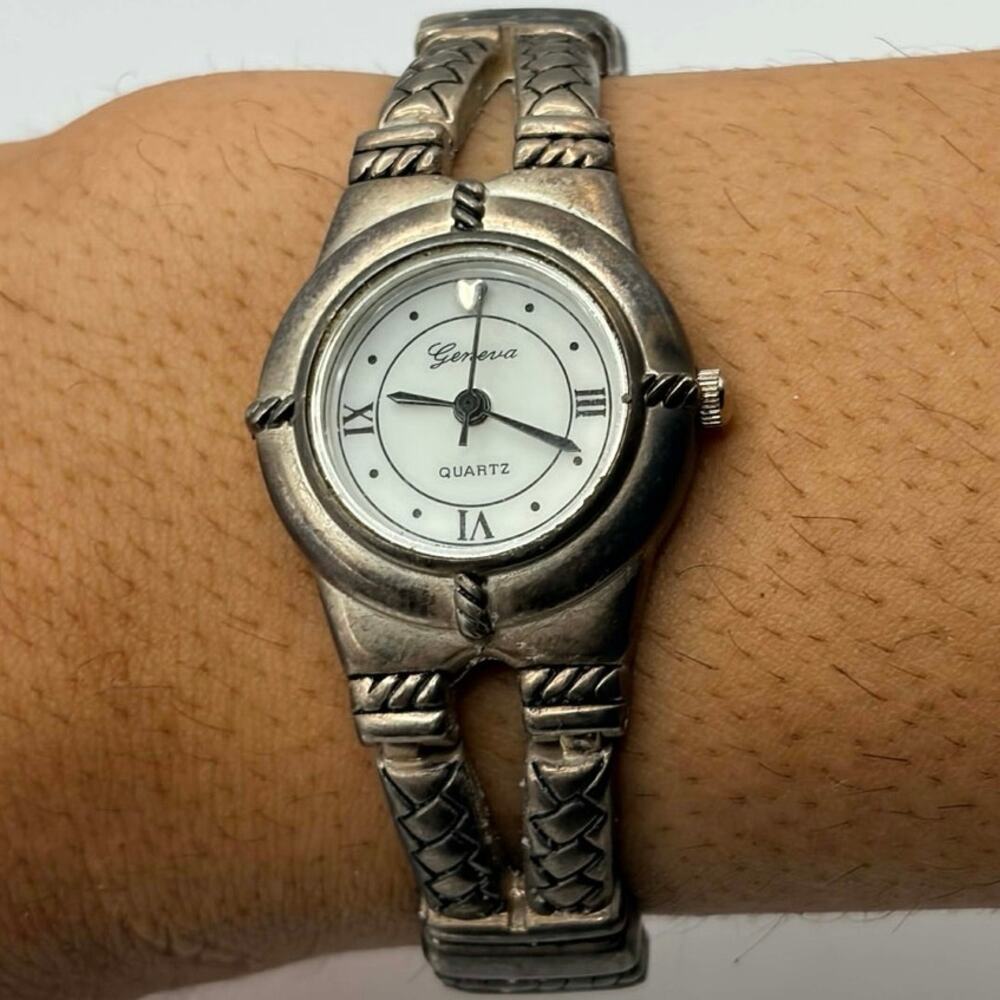 Silver Heart Western Geneva Watch